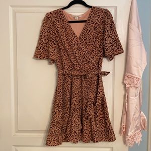 Leopard mock wrap dress